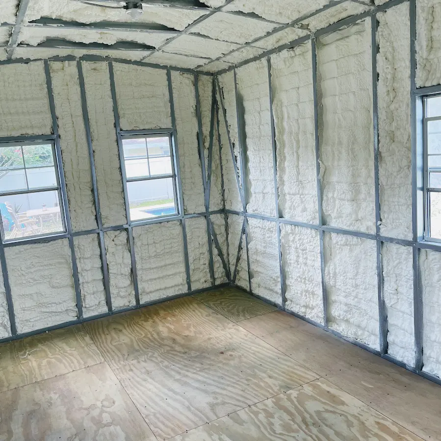 Closed-cell spray foam insulation applied to wall cavities in a residential project in Canutillo